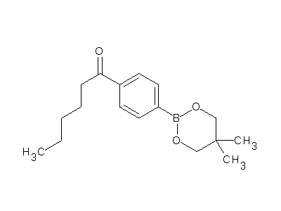 Chemical structure of 1-[4-(5,5-dimethyl-1,3,2-dioxaborinan-2-yl)phenyl]hexan-1-one