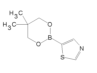 Chemical structure of 5-(5,5-dimethyl-1,3,2-dioxaborinan-2-yl)thiazole
