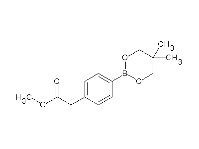 Chemical structure of methyl 2-(4-(5,5-dimethyl-1,3,2-dioxaborinan-2-yl)phenyl)acetate