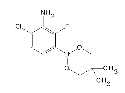 Chemical structure of 6-chloro-3-(5,5-dimethyl-1,3,2-dioxaborinan-2-yl)-2-fluoroaniline