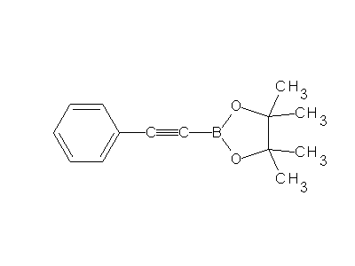 Chemical structure of 2-phenylethynyl-4,4,5,5-tetramethyl-[1,2,3]dioxaborolane