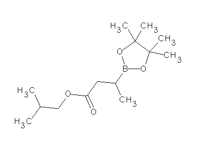 Chemical structure of isobutyl 3-(4,4,5,5-tetramethyl-1,3,2-dioxaborolan-2-yl)butanoate