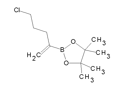 Chemical structure of 5-chloro-2-(4,4,5,5-tetramethyl-1,3,2-dioxaborolan-2-yl)-1-pentene