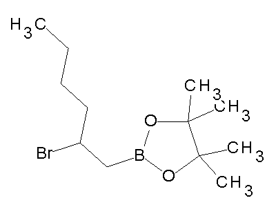 Chemical structure of 2-(2-bromohexyl)-4,4,5,5-tetramethyl-1,3,2-dioxaborolane