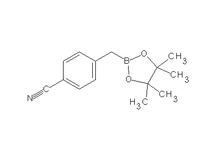 Chemical structure of 4-[(4,4,5,5-tetramethyl-1,3,2-dioxaborolan-2-yl)methyl]benzonitrile