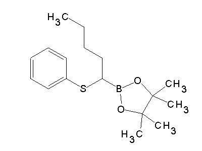 Chemical structure of pinacol 1-(phenylthio)pentane-1-boronate