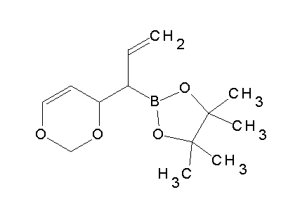 Chemical structure of 2-[1-(1,3-Diox-4-en-6-yl)-2-propenyl]-4,4,5,5-tetramethyl-1,3,2-dioxaborolane