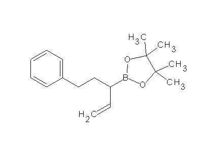 Chemical structure of 4,4,5,5-tetramethyl-2-(5-phenyl-1-penten-3-yl)-1,3,2-dioxaborolane