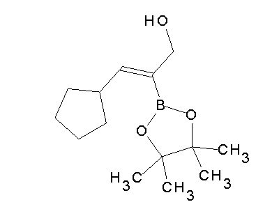 Chemical structure of 3-cyclopentyl-2-(4,4,5,5-tetramethyl-[1,3,2]dioxaborolan-2-yl)-prop-2-en-1-ol