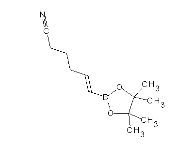 Chemical structure of (E)-6-(4,4,5,5-tetramethyl-1,3,2-dioxaborolan-2-yl)hex-5-enenitrile