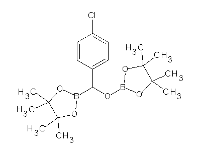 Chemical structure of alpha-[(pinacol)boroxy]-4-chlorobenzyl(pinacol)boronate