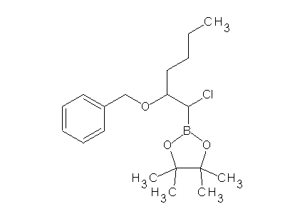 Chemical structure of pinacol 1-chloro-2-(benzyloxy)hexane-1-boronate