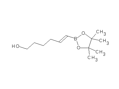 Chemical structure of (E)-6-hydroxyhex-1-enylboronic acid pinacol ester