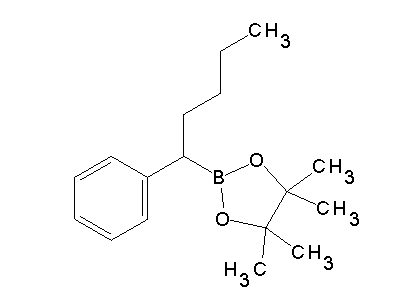 Chemical structure of 4,4,5,5-tetramethyl-2-(1-phenylpentyl)-1,3,2-dioxaborolane
