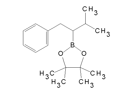 Chemical structure of 4,4,5,5-tetramethyl-2-(3-methyl-1-phenylbutan-2-yl)-1,3,2-dioxaborolane
