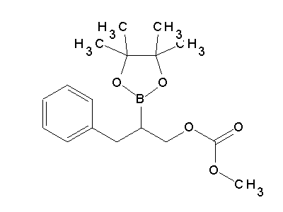 Chemical structure of methyl 3-phenyl-2-(4,4,5,5-tetramethyl-1,3,2-dioxaborolan-2-yl)propylcarbonate