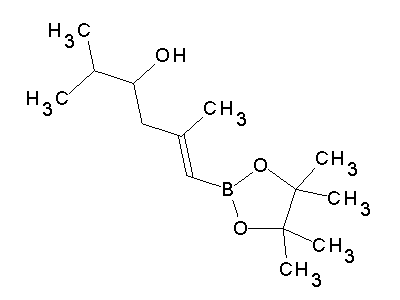 Chemical structure of (E)-2,5-dimethyl-1-(4,4,5,5-tetramethyl-1,3,2-dioxaborolan-2-yl)hex-1-en-4-ol