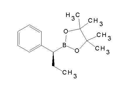 Chemical structure of (S)-4,4,5,5-tetramethyl-2-(1-phenylpropyl)-1,3,2-dioxaborolane