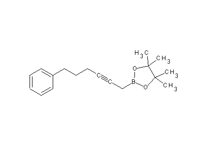 Chemical structure of 4,4,5,5-tetramethyl-2-(6-phenylhex-2-ynyl)-1,3,2-dioxaborolane