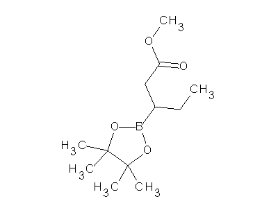 Chemical structure of methyl 3-(4,4,5,5-tetramethyl-1,3,2-dioxaborolan-2-yl)pentanoate