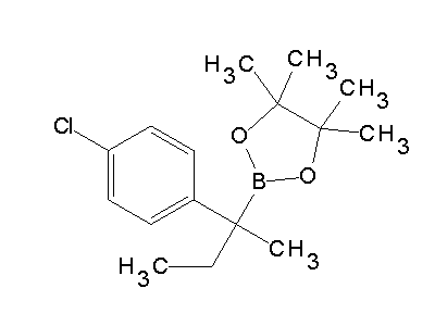 Chemical structure of 2-[2-(4-chlorophenyl)butan-2-yl]-4,4,5,5-tetramethyl-1,3,2-dioxaborolane