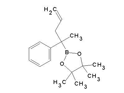 Chemical structure of 4,4,5,5-tetramethyl-2-(2-phenylpent-4-en-2-yl)-1,3,2-dioxaborolane