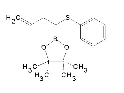 Chemical structure of 4,4,5,5-tetramethyl-2-(1-phenylsulfanyl-but-3-enyl)-[1,3,2]dioxaborolane