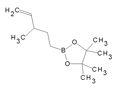 Chemical structure of 3-methyl-5-(4,4,5,5-tetramethyl-1,3,2-dioxaborolan-2-yl)-1-pentene