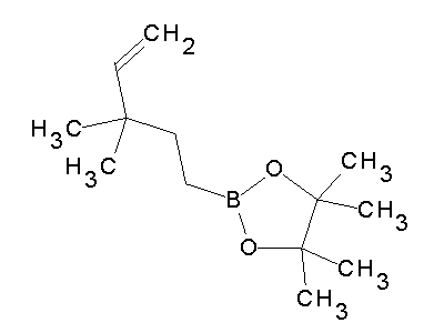 Chemical structure of 3,3-dimethyl-5-(4,4,5,5-tetramethyl-1,3,2-dioxaborolan-2-yl)-1-pentene