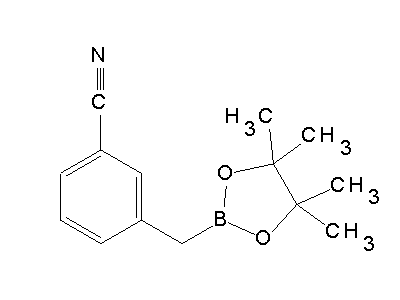 Chemical structure of 3-((4,4,5,5-tetramethyl-1,3,2-dioxaborolan-2-yl)methyl)benzonitrile