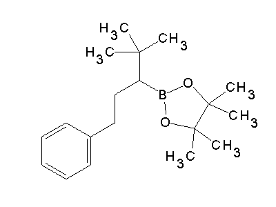 Chemical structure of 2-(4,4-dimethyl-1-phenylpentan-3-yl)-4,4,5,5-tetramethyl-1,3,2-dioxaborolane