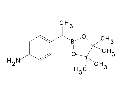 Chemical structure of 4-(1-(4,4,5,5-tetramethyl-1,3,2-dioxaborolan-2-yl)ethyl)benzenamine