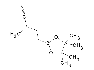 Chemical structure of alpha,4,4,5,5-pentamethyl-1,3,2-dioxaborolane-2-butanenitrile