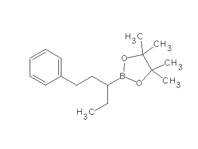 Chemical structure of 4,4,5,5-tetramethyl-2-(1-phenylpentan-3-yl)-1,3,2-dioxaborolane