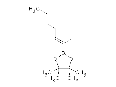 Chemical structure of 2-[(Z)-1-iodohex-1-enyl]-4,4,5,5-tetramethyl-1,3,2-dioxaborolane