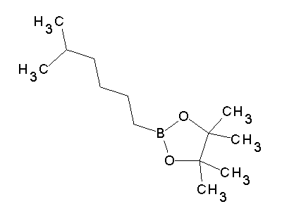 Chemical structure of 4,4,5,5-tetramethyl-2-(5-methylhexyl)-1,3,2-dioxaborolane