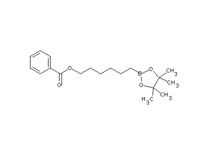 Chemical structure of 6-(4,4,5,5-tetramethyl-1,3,2-dioxaborolan-2-yl)hexyl benzoate
