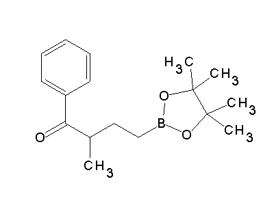 Chemical structure of 1-phenyl-2-methyl-4-(4,4,5,5-tetramethyl-1,3,2-dioxaborolan-2-yl)-1-butanone