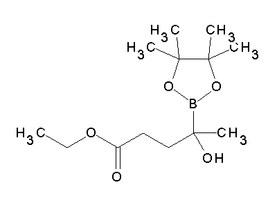 Chemical structure of ethyl 4-hydroxy-4(4,4,5,5-tetramethyl-1,3,2-dioxaborolan-2-yl)pentanoate