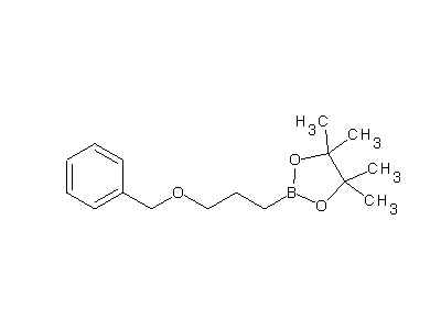 Chemical structure of 4,4,5,5-tetramethyl-2-(3-phenylmethoxypropyl)-1,3,2-dioxaborolane