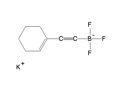 Chemical structure of potassium 2-cyclohexen-1-ylethynyl(trifluoro)boranuide
