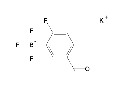 Chemical structure of potassium 2-fluoro-5-formylphenyltrifluoroborate