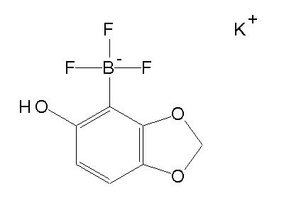 Chemical structure of potassium trifluoro-(5-hydroxy-1,3-benzodioxol-4-yl)boranuide