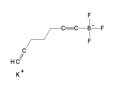 Chemical structure of potassium trifluoro(hepta-1,6-diynyl)boranuide