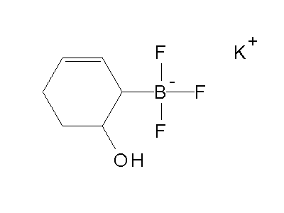 Chemical structure of potassium trifluoro-(6-hydroxycyclohex-2-en-1-yl)boranuide