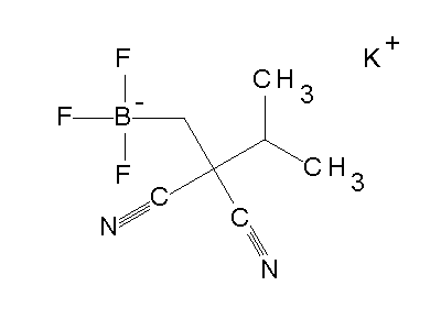 Chemical structure of potassium 2,2-dicyano-3-methylbutyltrifluoroborate