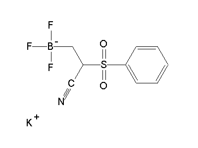 Chemical structure of potassium 2-cyano-2-phenylsulfonylethyltrifluoroborate