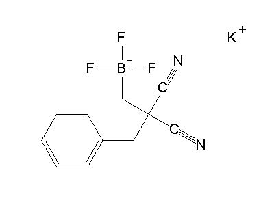 Chemical structure of potassium 2,2-dicyano-3-phenylpropyltrifluoroborate